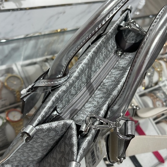Michael Kors Mirella Small Metallic Signature Logo Crossbody Bag 
Silver 
NWT - Picture 7 of 16